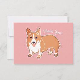 Tarjeta De Agradecimiento El plano de encargo del rosa lindo del Corgi le