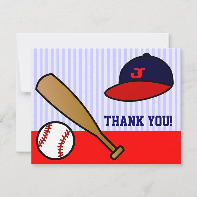 Tarjeta De Agradecimiento El plano de encargo lindo del béisbol le agradece (Anverso)