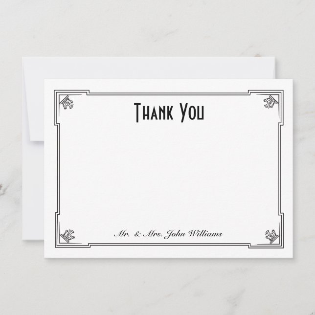 Tarjeta De Agradecimiento El plano del estilo del art déco le agradece (Anverso)