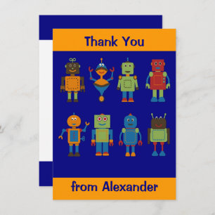 Tarjeta De Agradecimiento El plano personalizado de Robot Friends para niños