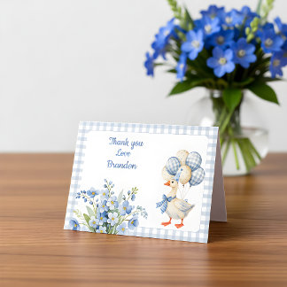 Tarjeta De Agradecimiento El primer cumpleaños de un niño ganso tonto