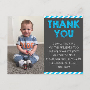 Tarjeta De Agradecimiento El primer cumpleaños le agradece
