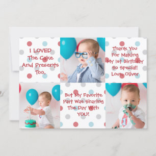 Tarjeta De Agradecimiento El primer cumpleaños le agradece cardar