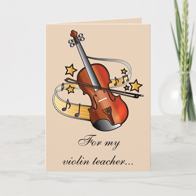 Tarjeta De Agradecimiento El profesor del violín le agradece (Anverso)