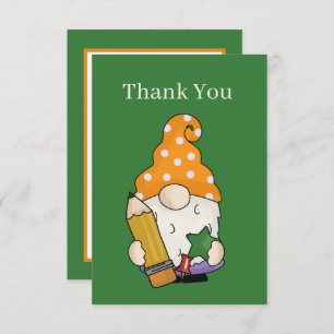 Tarjeta De Agradecimiento El profesor educado gnome agrega sentimiento