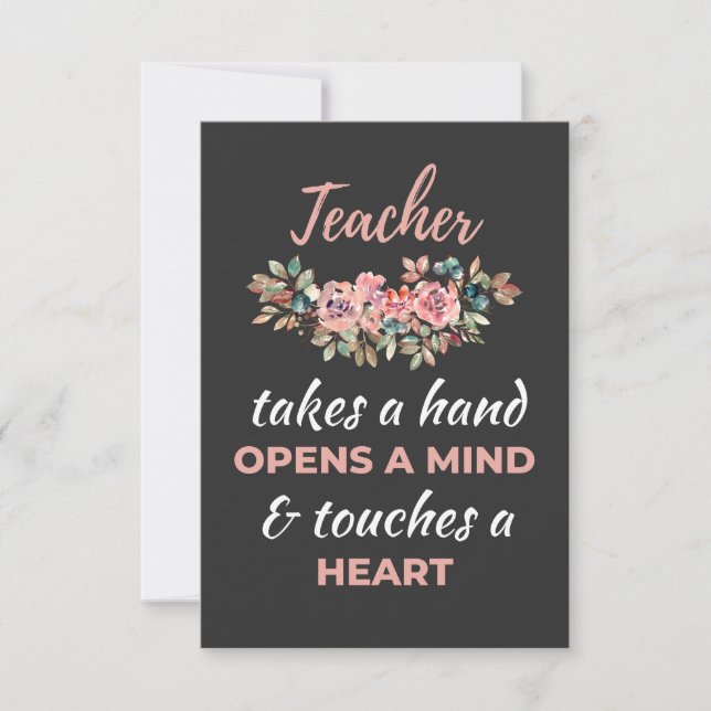 Tarjeta De Agradecimiento El Profesor Toma Una Mano Abre La Mente (Anverso)