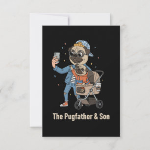 Tarjeta De Agradecimiento El Pugfather y Hijo Selfi Divertido de Padre Pu