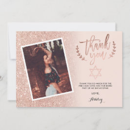Tarjeta De Agradecimiento El purpurina color de rosa del oro le agradece