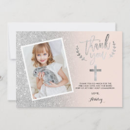 Tarjeta De Agradecimiento El purpurina de plata le agradece primera foto de