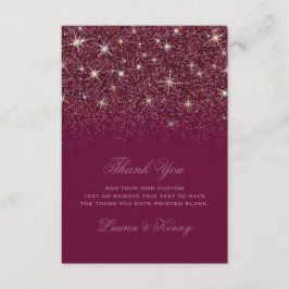 Tarjeta De Agradecimiento El purpurina de rubíes del Glitz le agradece las