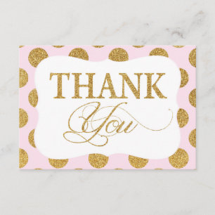 Tarjeta De Agradecimiento El purpurina del oro puntea moderno rosado le
