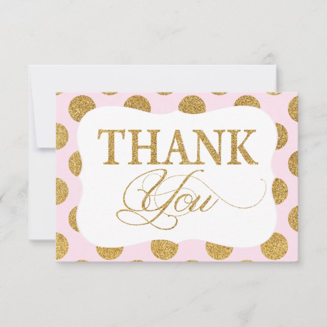 Tarjeta De Agradecimiento El purpurina del oro puntea moderno rosado le (Anverso)
