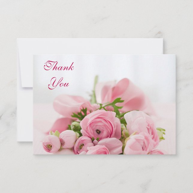 Tarjeta De Agradecimiento El ramo de rosas rosados le agradece (Anverso)