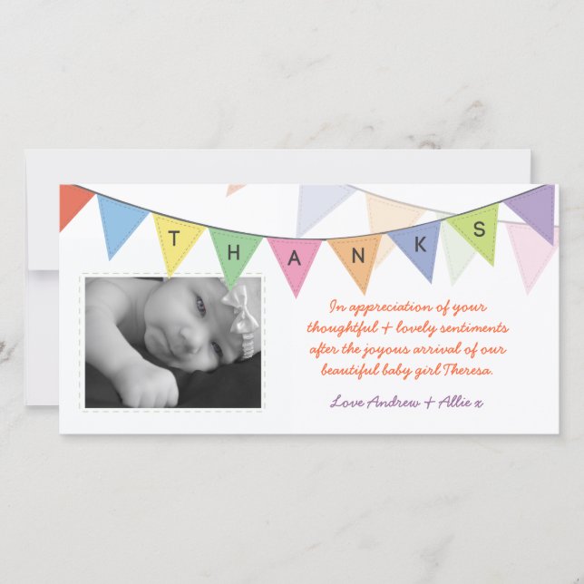 Tarjeta De Agradecimiento El recién nacido le agradece bandera Photocard del (Anverso)