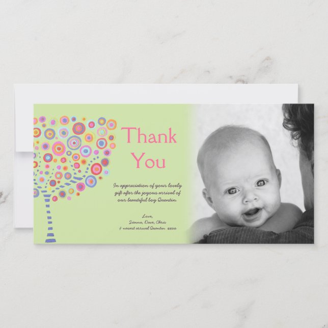 Tarjeta De Agradecimiento El regalo de la llegada del recién nacido le (Anverso)
