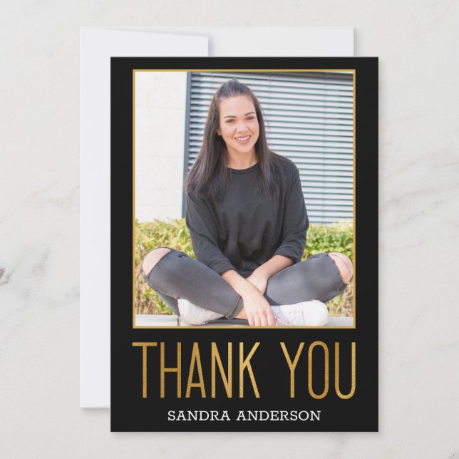 Tarjeta De Agradecimiento El Relieve metalizado dorado intrépido le agradece (Anverso)