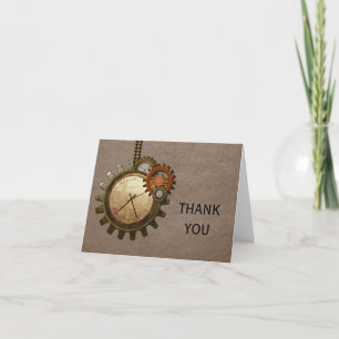 Tarjeta De Agradecimiento El reloj del vintage le agradece cardar, moca