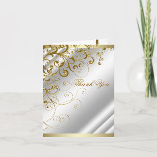 Tarjeta De Agradecimiento El remolino de marfil elegante del oro le agradece