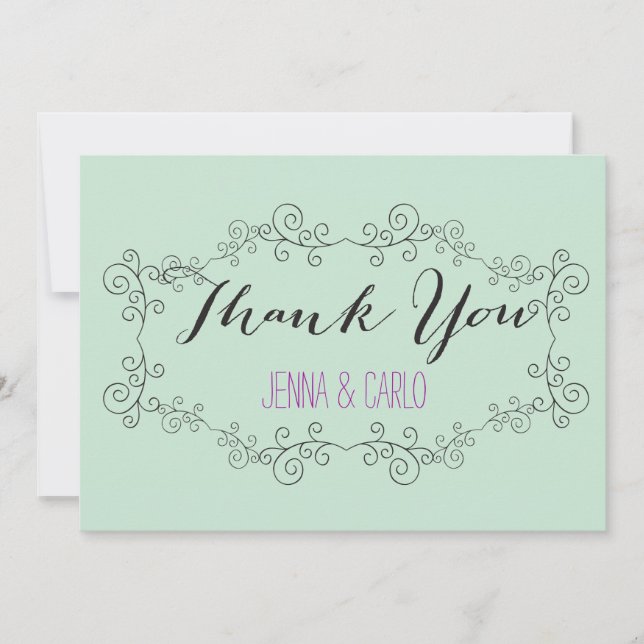 Tarjeta De Agradecimiento el remolino del doodle le agradece (Anverso)