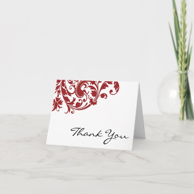 Tarjeta De Agradecimiento El remolino rojo del Flourish le agradece (Anverso)