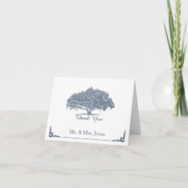 Tarjeta De Agradecimiento El roble cubierto de musgo en la boda azul le
