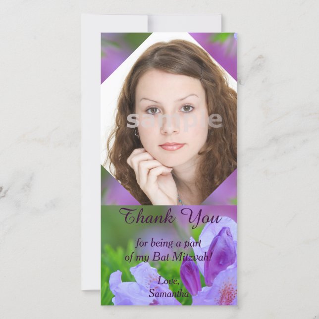 Tarjeta De Agradecimiento El rododendro después del palo Mitzvah de la (Anverso)