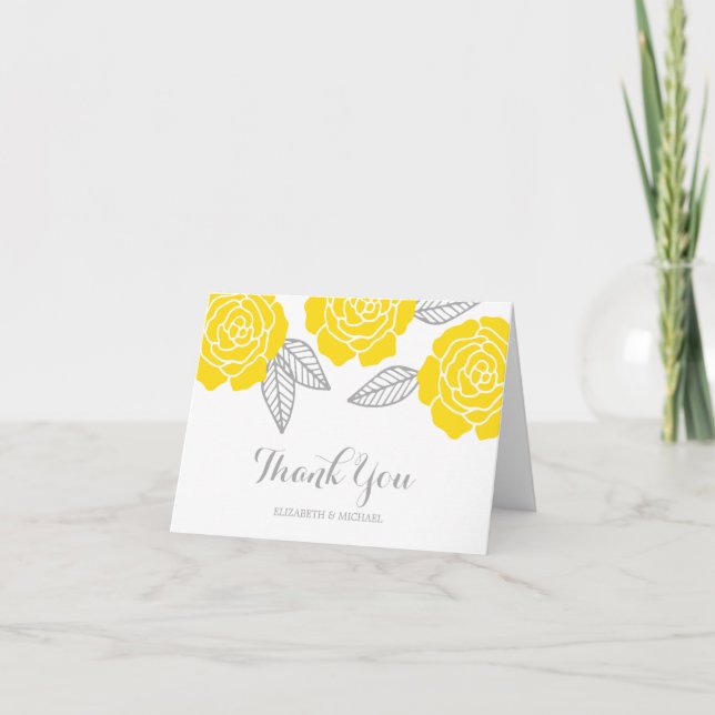 Tarjeta De Agradecimiento El rosa amarillo y gris moderno le agradece (Anverso)
