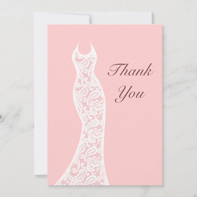 Tarjeta De Agradecimiento El rosa de encaje le agradece (Anverso)