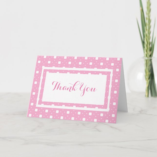 Tarjeta De Agradecimiento El rosa de la niña modelado le agradece cardar (Anverso)