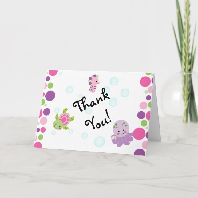 Tarjeta De Agradecimiento ¡El rosa debajo del mar le agradece las tarjetas! (Anverso)