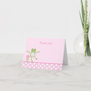Tarjeta De Agradecimiento El ROSA del FROGGY de la RANA del SALTO doblado le