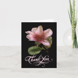 Tarjeta De Agradecimiento El rosa hermoso y el oro florales le agradecen