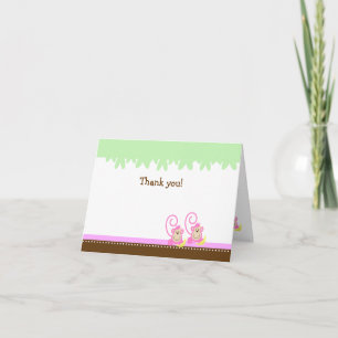 Tarjeta De Agradecimiento El ROSA TONTO GEMELO de los MONOS doblado le