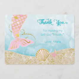 Tarjeta De Agradecimiento El rosa y la sirena del oro le agradecen cardar