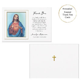 Tarjeta De Agradecimiento El Sagrado Corazón del Funeral Católico de Jesús