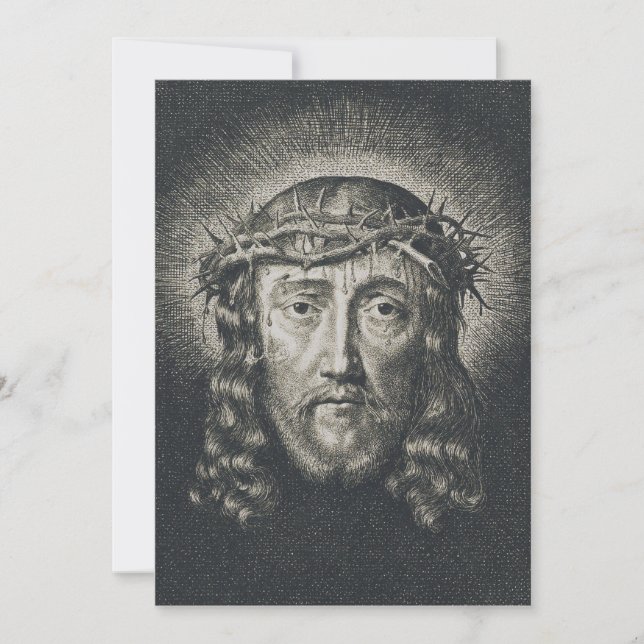 Tarjeta De Agradecimiento El Santo Rostro coronado de espinas (Anverso)