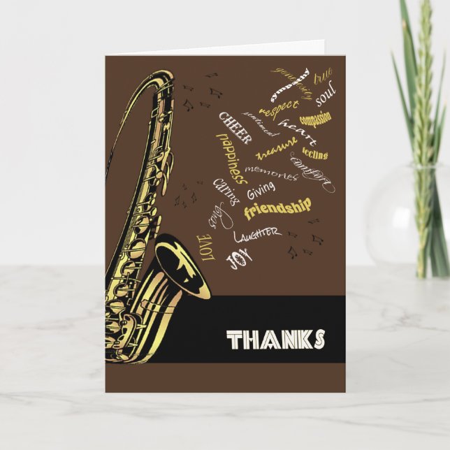 Tarjeta De Agradecimiento El saxofón del jazz le agradece cardar (Anverso)