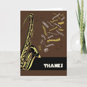 Tarjeta De Agradecimiento El saxofón del jazz le agradece cardar