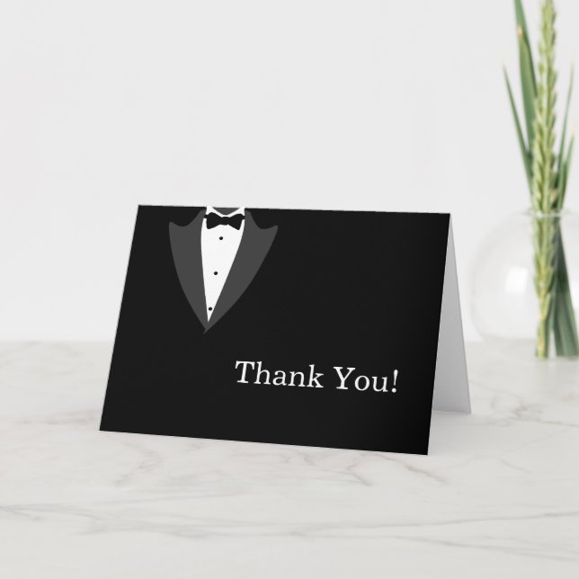 Tarjeta De Agradecimiento El smoking blanco y negro le agradece (Anverso)