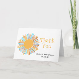 Tarjeta De Agradecimiento El Sol Retro Boho viene aquí la foto del Sol