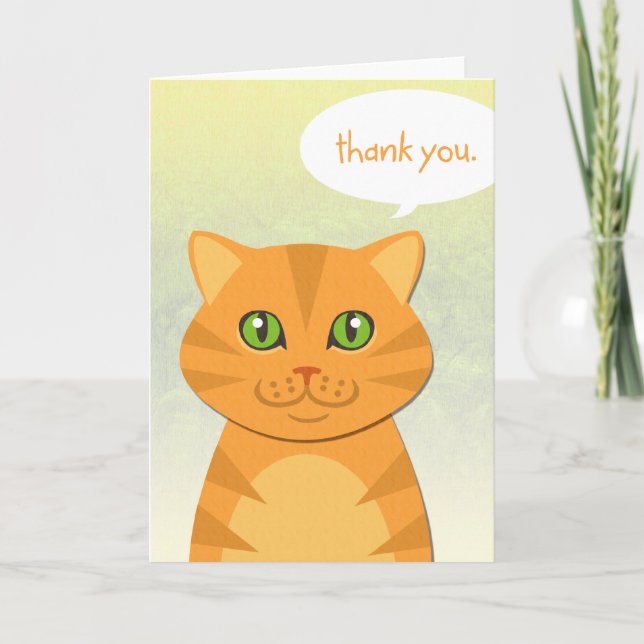Tarjeta De Agradecimiento El Tabby anaranjado del gato lindo le agradece (Anverso)