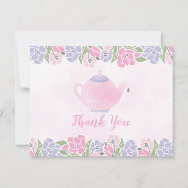 Tarjeta De Agradecimiento El té para dos la tetera Baby Shower le agradece (Anverso)