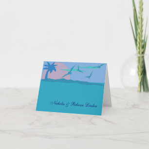 Tarjeta De Agradecimiento El tema azul del paraíso del océano le agradece