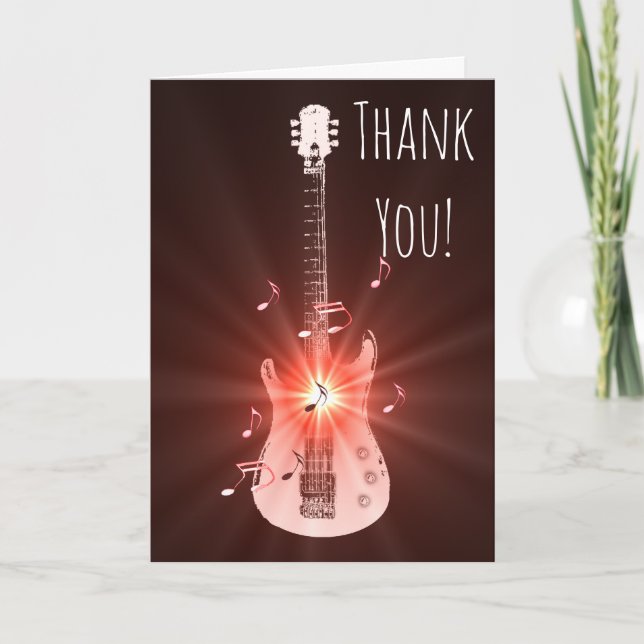 Tarjeta De Agradecimiento El tema de la música de la guitarra le agradece (Anverso)