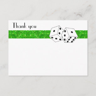 Tarjeta De Agradecimiento El tema de los dados de Las Vegas, gracias verde