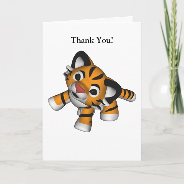 Tarjeta De Agradecimiento El tigre de Kawaii le agradece cardar (Anverso)
