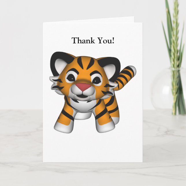 Tarjeta De Agradecimiento El tigre de Kawaii le agradece cardar (Anverso)