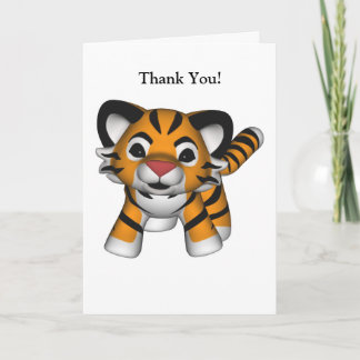 Tarjeta De Agradecimiento El tigre de Kawaii le agradece cardar