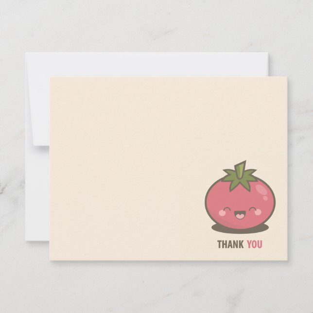 Tarjeta De Agradecimiento El tomate feliz lindo de Kawaii le agradece (Anverso)