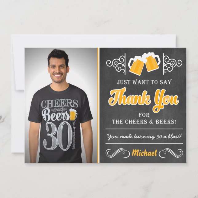 Tarjeta De Agradecimiento El trigésimo cumpleaños de las alegrías y de las (Anverso)